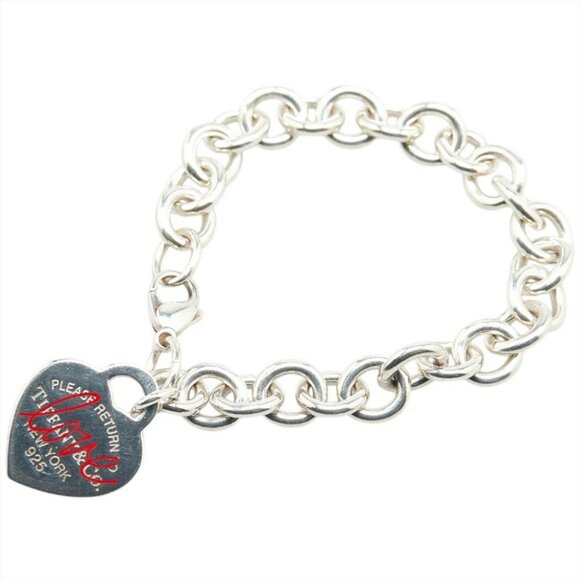 Tiffany & Co. Return to Tiffay Heart Love Bracelet 6.7" Silver 925 Auth w/Box
